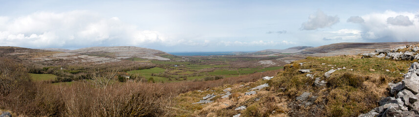 Fototapeta na wymiar Gregan’s East Panoramic view landscape County Clare Ireland