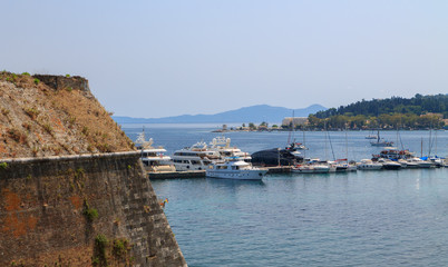 Boat harbor in Corfu Town
