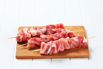 Raw pork skewers