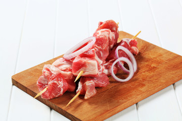 Raw pork skewers