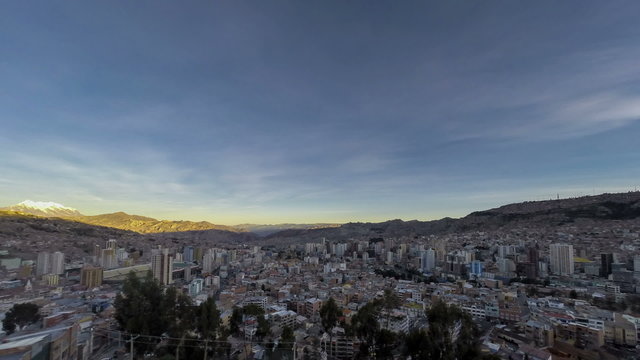 La Paz city Bolivia sunset time lapse