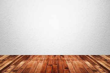 Empty room of white wall and wood floor