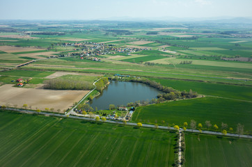 Fototapeta premium Aerial view of the small village