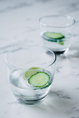 gin and tonic with lime and cucumber
