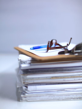 Big stack of papers ,documents on the desk