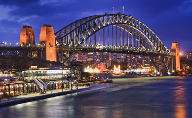 Sydney Harbour Bridge Side Circular Sunset