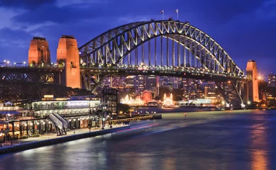 Wall murals Sydney Harbour Bridge Sydney Harbour Bridge Side Circular Sunset
