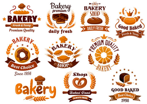 Bakery emblems, symbols and labels