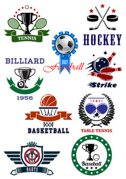 Set of sport games icons and symbols