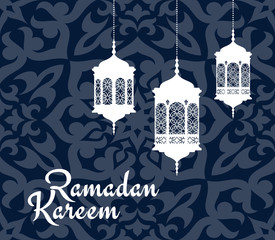 Fototapeta premium Ramadan Kareem greeting card with arabic lanterns