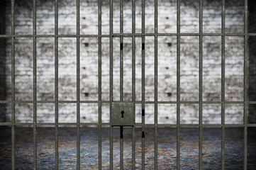 Old Grunge Prison seen through Jail Bars