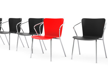 Fototapeta premium Business large meeting. Boss Chair Between other chairs. 3d rend
