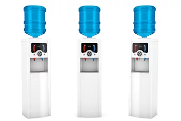 Zelfklevend Fotobehang Three Electric water coolers with bottles © doomu