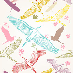 Seamless wallpaper pattern with birds