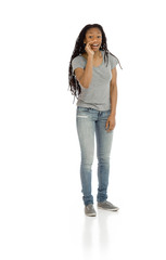 Fototapeta premium Model isolated talking shouting voice