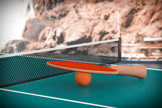 Ping-pong tennis table with Paddle