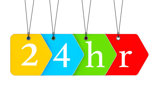 Multicoloured open or Service 24 hours Tags