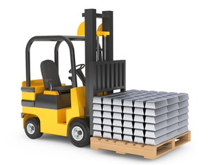 Forklift Truck moves Silver Bars