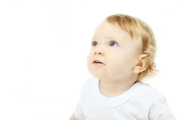 Beautiful baby boy on white background