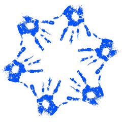 Conceptual children painted hand print isolated