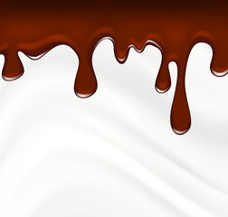 Melting chocolate on white background vector