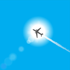 Fototapeta na wymiar airplane sun and sky vector graphic