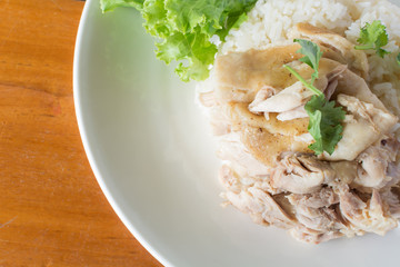 Fast Food Chicken rice steam of Thailand.