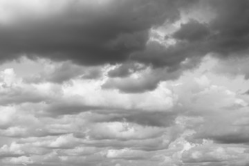 Storm sky, rainy clouds over horizon.