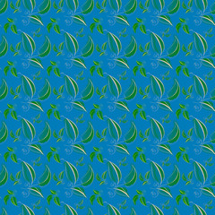 Hand Drawn Line Leaf Seamless Pattern