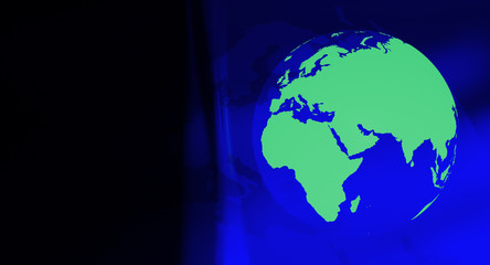 Dark blue black background green travel world globe