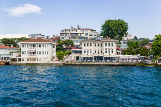 stanbul, Turkey. Buildings on the banks of the Bosphorus Strait