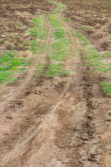 Wheel tracks of agricultural land