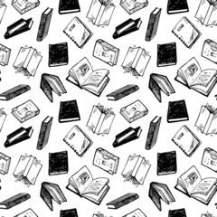 Seamless pattern with hand drawn books. - 84244363