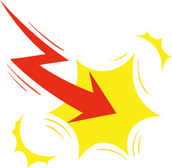 衝撃、直撃する矢印のイメージ