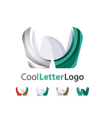 Set of abstract W letter company logos. Business icons