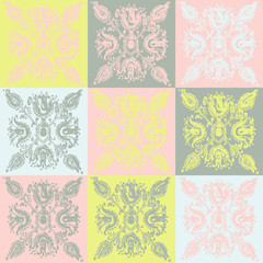 vector pattern of ethnic motifs; pastel colors