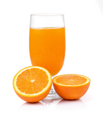 Orange juice and orange isolated on white background