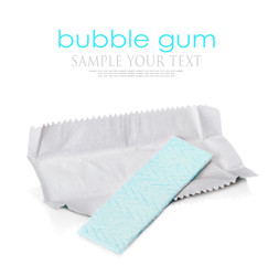 bubble gum is on the white background with paper