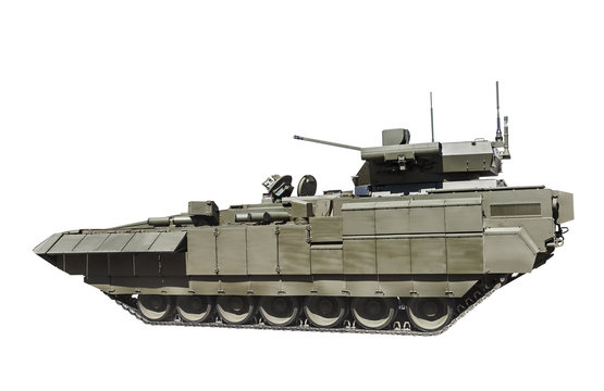 latest Russian infantry fighting vehicle is isolated on a white