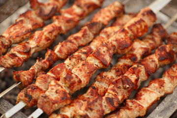 Grilled Barbecue maet pork grill ribs kebabs bbq beef