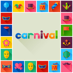 Celebration festive background with carnival flat icons and