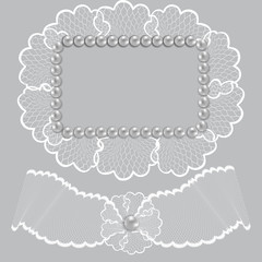 Lace frame decorated with pearls