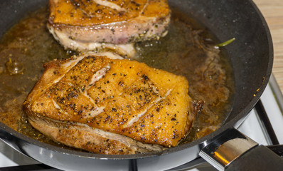 Duck breast in a frying pan