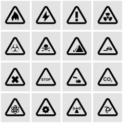 Vector black danger icon set