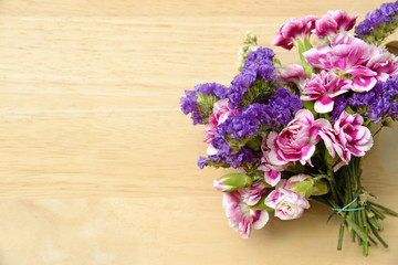 Bouquet of Wild Summer Flowers on Wooden Table