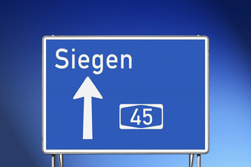 Wegweiser A45, Richtung Siegen