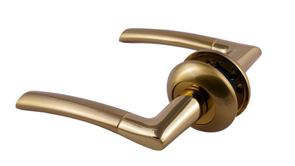 Door handle in bronze on a white background