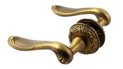 Obraz premium Door handle in bronze on a white background
