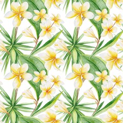 Naklejka premium Watercolor Tropical Pattern