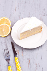 a slice of lemon cake